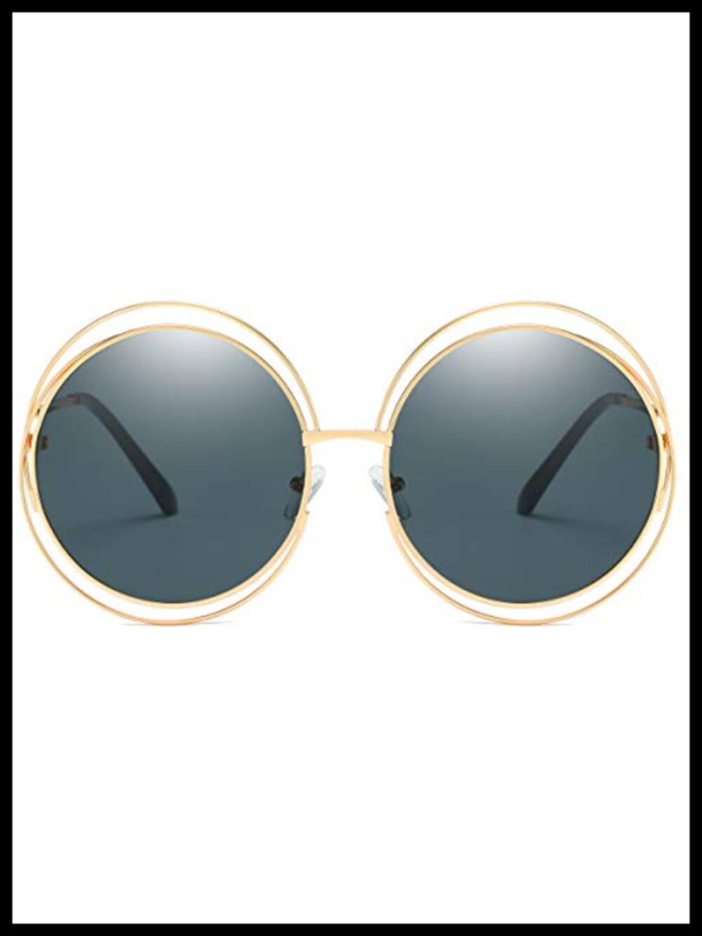 Oversized Round Metal Frame Sunglasses UV400 Protection Women